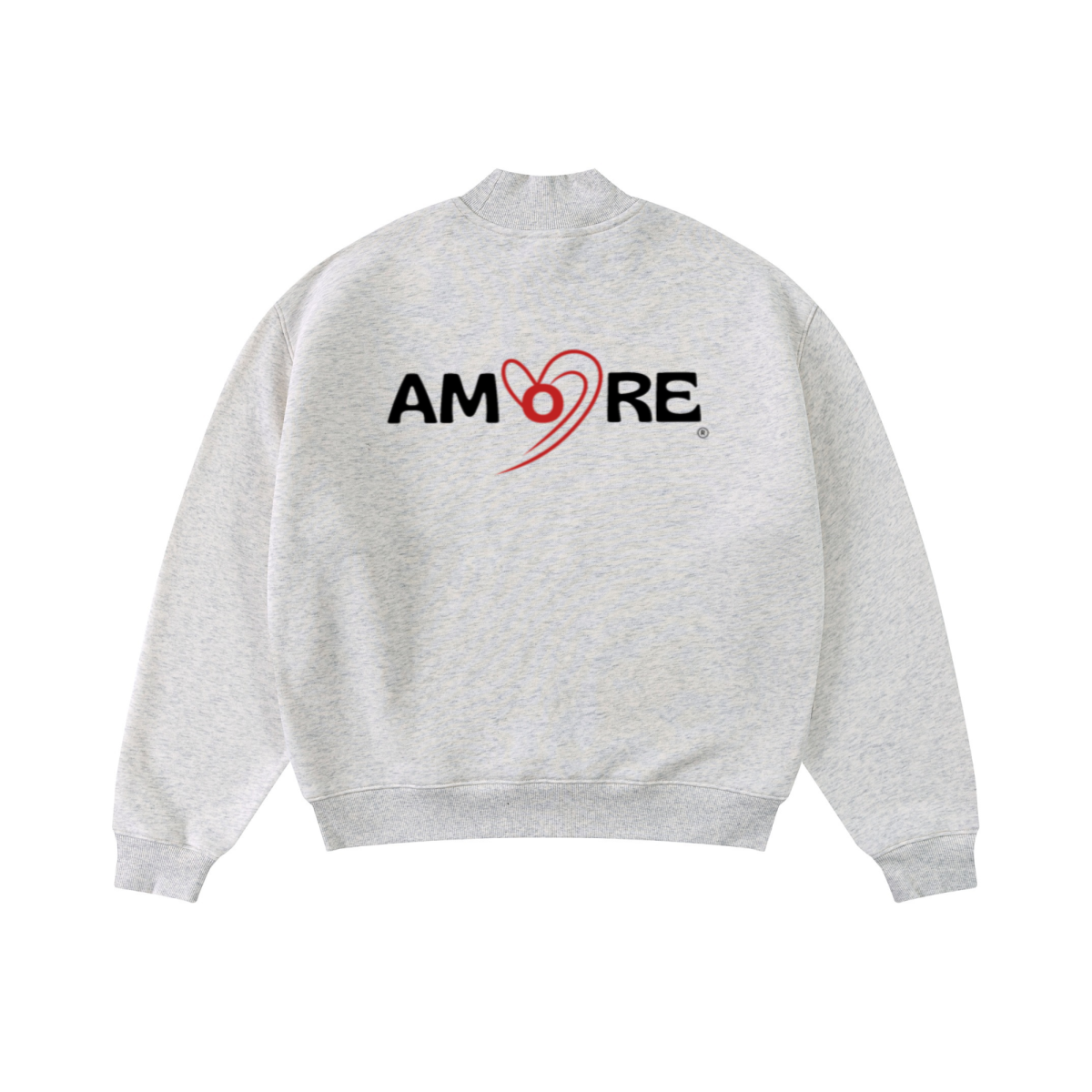 345GSM Men's Relaxed-Fit Fleece-Lined Mock-Neck Sweatshirt Oatmeal Grey