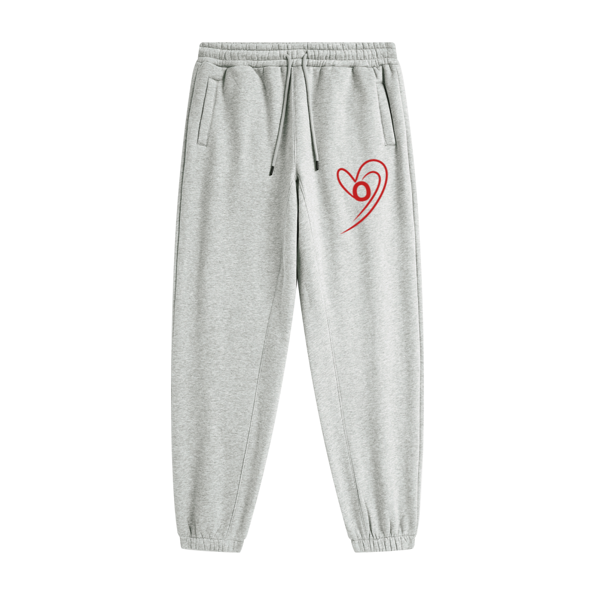 345GSM Unisex Fleece-Lined Clean Solid Drawstring Jogger Sweatpants Marled Grey