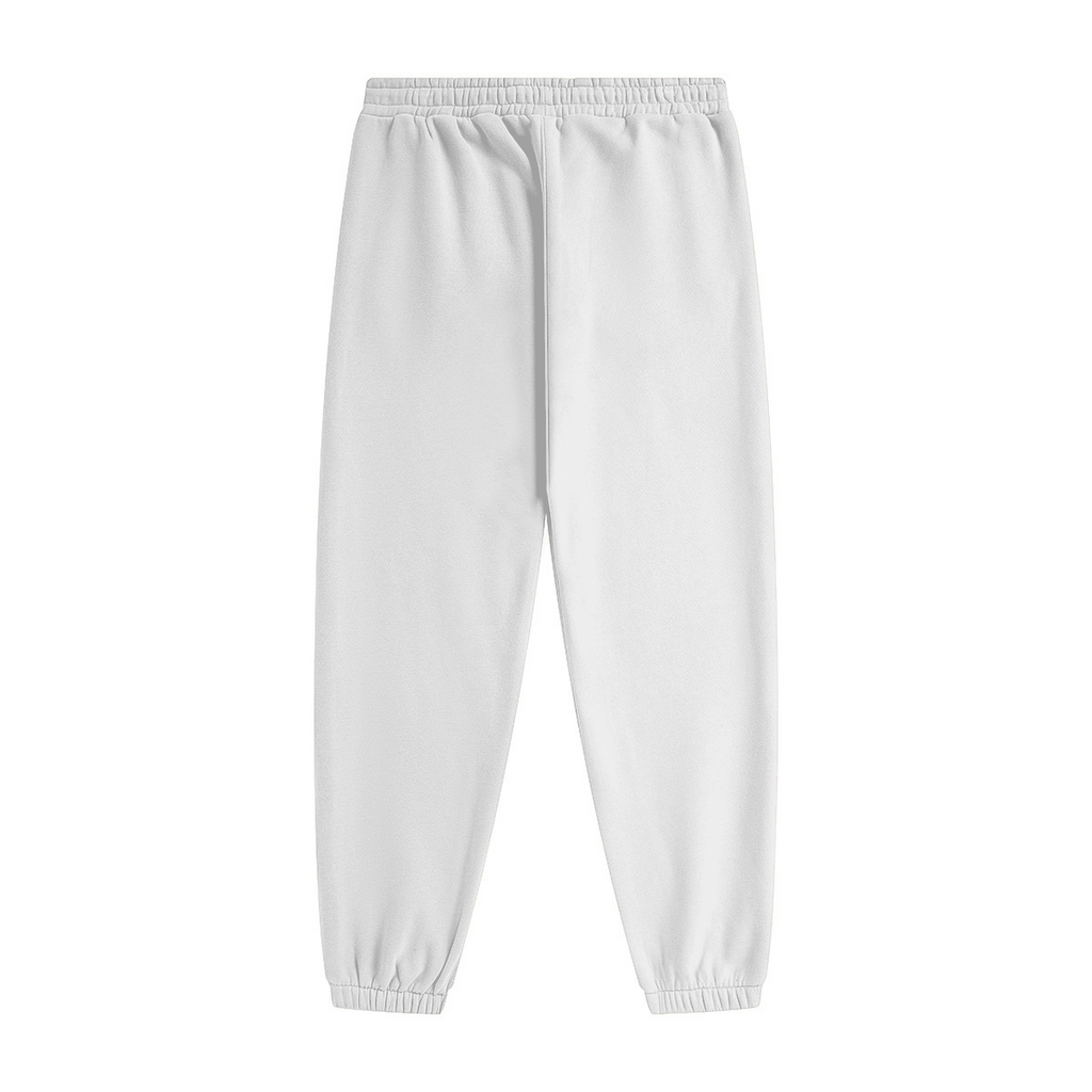 345GSM Unisex Fleece-Lined Clean Solid Drawstring Jogger Sweatpants White