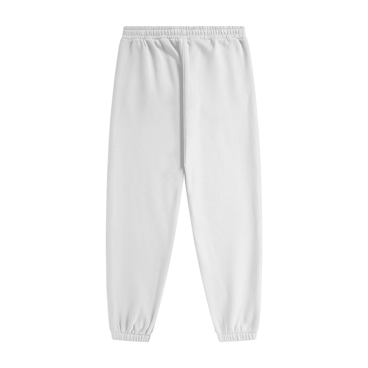 345GSM Unisex Fleece-Lined Clean Solid Drawstring Jogger Sweatpants White